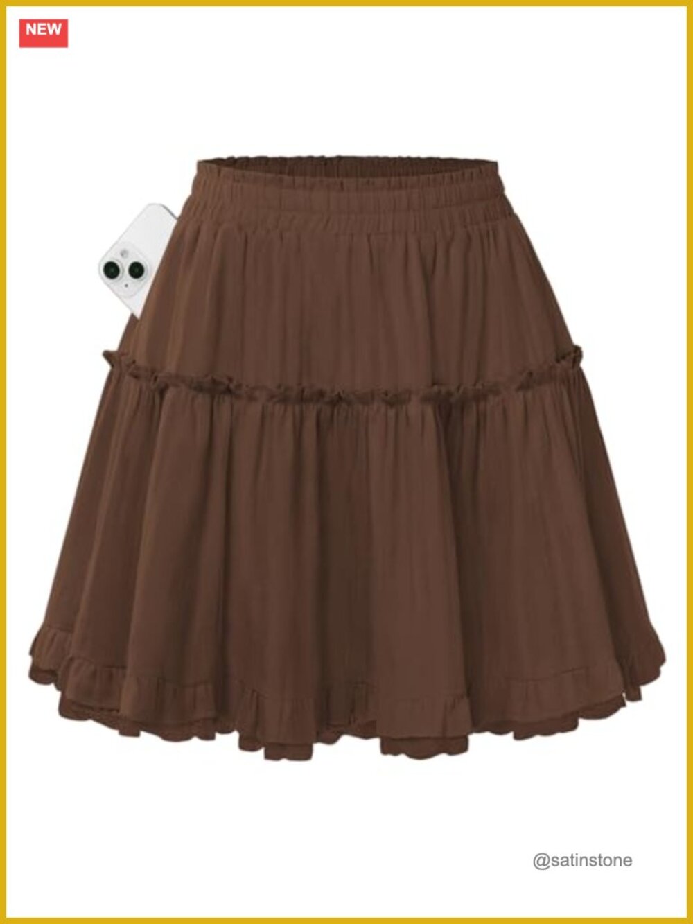Cotton Blend Mini Skort with Built-in Shorts Ruffle Lace A-Line